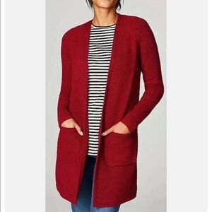 J Jill | Womens Size XS Red Easy Textured Cardigan Open Front Long Sleeves